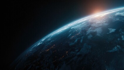 Obraz premium Earth seen from space, sunrise