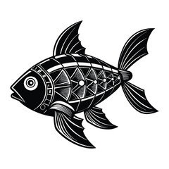 A vibrant cartoon set of diverse aquatic fish swimming in the clear blue ocean, perfect for marine life illustrations or nature designs
