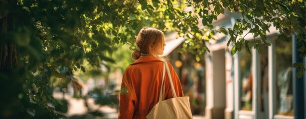 The woman in a stylish coat enjoying a sunny day in nature.