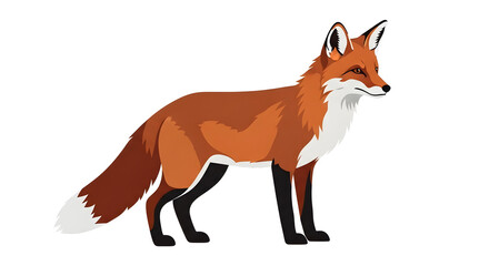 Obraz premium Red Fox Illustration Standing Profile Vector Art Isolated White Background