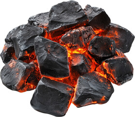glowing coal for a warm feeling of heat and coziness, charcoal heat group side view png