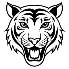 Fototapeta premium Fierce Tiger Head Vector Aggressive Wild Animal Mascot Logo for Sports Team, Tattoo, or Brand Identity Design