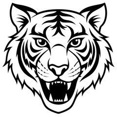 Fototapeta premium Fierce Tiger Head Vector Aggressive Wild Animal Mascot Logo for Sports Team, Tattoo, or Brand Identity Design