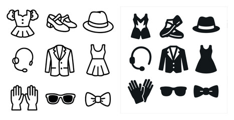 Obraz premium Fashion and clothing icons set – outline, linear, style and apparel symbols