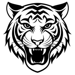 Fototapeta premium Fierce Tiger Head Vector Aggressive Wild Animal Mascot Logo for Sports Team, Tattoo, or Brand Identity Design