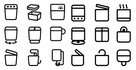 Kitchen appliances outline icons set &ndash; linear, silhouette, home and cooking symbols
