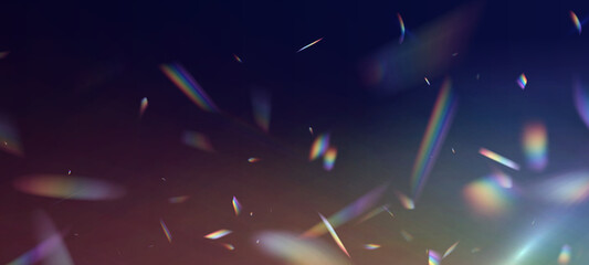 Transparent light refraction pattern for adding effects to backgrounds and objects. Holographic falling confetti glitters isolated on transparent background.