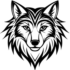 Fierce Wolf Head Vector  Aggressive Wild Animal Mascot Logo for Gaming, Tattoo, or Outdoor Brand Identity Design
