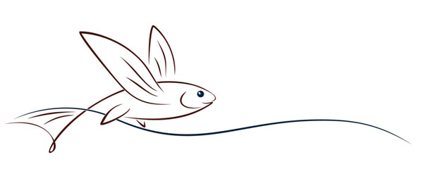 Flying Fish with blue Wave.
