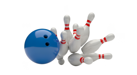 Bowling Ball Striking Pins Graphic