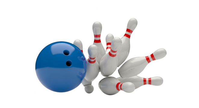 Bowling Ball Striking Pins Graphic