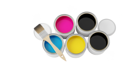 Cmyk Paint Cans Brush Printing Concept