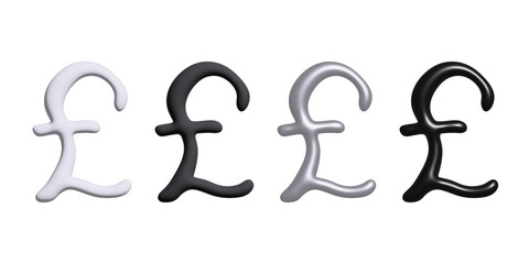 3d british pound currency symbol set Brush stroke doodle Single element for design