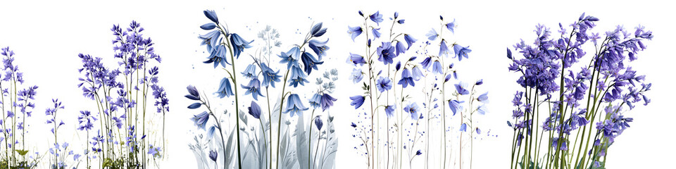 Obraz premium Bluebell Watercolor Collection: Spring Flower Floral Arrangement