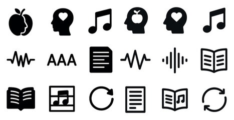 Education and learning icons set – filled, solid, academic and knowledge symbols