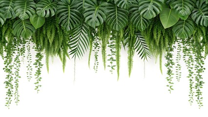 Lush green hanging plants cascading down foliage vines
