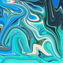 Vivid abstract artwork with flowing turquoise, cyan, and white swirls forming fluid shapes. Perfect for backgrounds, modern design, and digital art. Abstract, fluid, turquoise, swirl, texture.