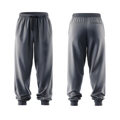 Modern athletic grey sweatpants, front and back view, perfect for active lifestyle and comfortable casual fashion advertising campaigns