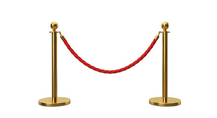 Gold Stanchions With Red Rope Barrier
