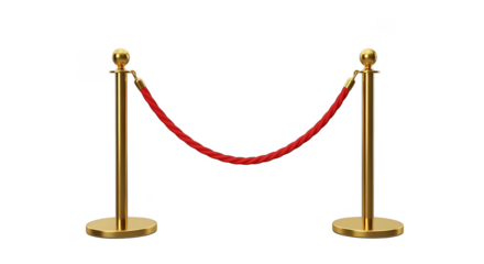 Gold Stanchions With Red Rope Barrier
