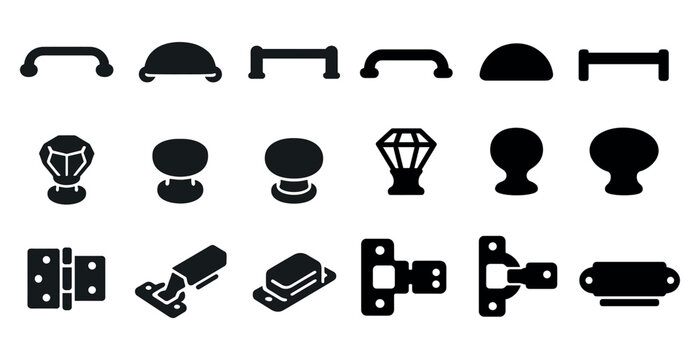 Home decor silhouette icons set &ndash; solid, filled, interior and furniture symbols