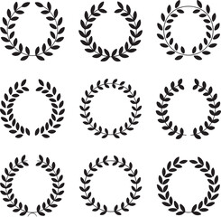 Obraz premium Classic Laurel Wreath Collection in Nine Elegant Vector Styles