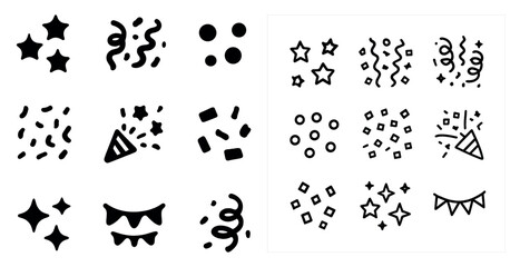 Party celebrations solid icons set – filled, festive, event planning graphics