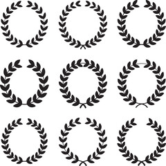 Classic Laurel Wreath Collection in Nine Elegant Vector Styles