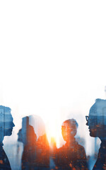 real estate investor business meeting in realty investment office building with city urban skyline landscape, abstract business people in discussion meeting. concept of real estat property global deal