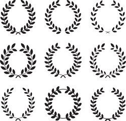 Obraz premium Classic Laurel Wreath Collection in Nine Elegant Vector Styles