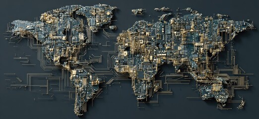 World map of circuit boards
