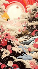 Obraz premium Abstract japanese art pattern cartoon backgrounds.