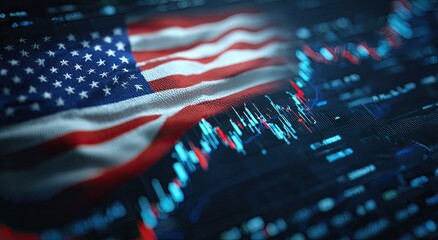 American flag draped over financial data (1)