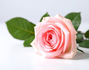 Soft pink rose on white