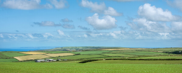 farm and fields in north devon landscape near clovelly
