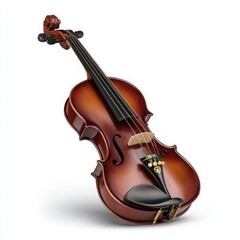 Fototapeta premium Brown violin on a clean white background musical instrument