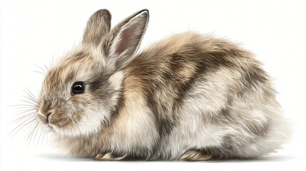 Obraz premium Cottontail Rabbit Portrait: An adorable cottontail rabbit, captured in a stunning close-up portrait, showcases its fluffy fur, twitching nose, and captivating gaze.