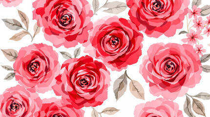 Watercolor Red Roses Seamless Pattern Elegant Floral Design