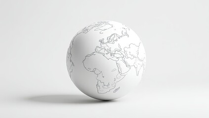 White 3D model of a globe.  A simple, clean representation