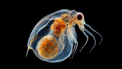 Explore the microscopic world: detailed daphnia magna water flea macro photography