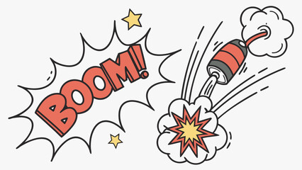Obraz premium A vibrant comic-style explosion with the word 'BOOM!' showcasing dynamic motion, colorful bursts, and playful energy.