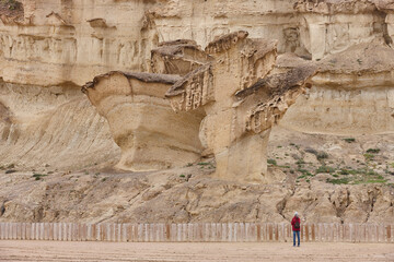 Picturesque huge sand formation in Mazarron. Gredas de Bolnuevo. Spain