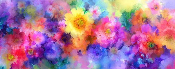 Fototapeta premium Vibrant floral watercolor painting (1)