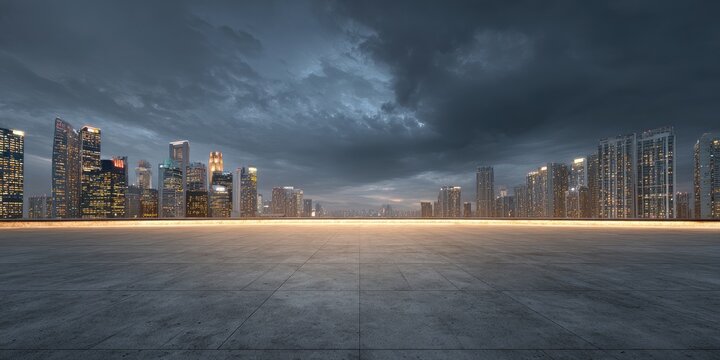 Fototapeta Empty city plaza at twilight