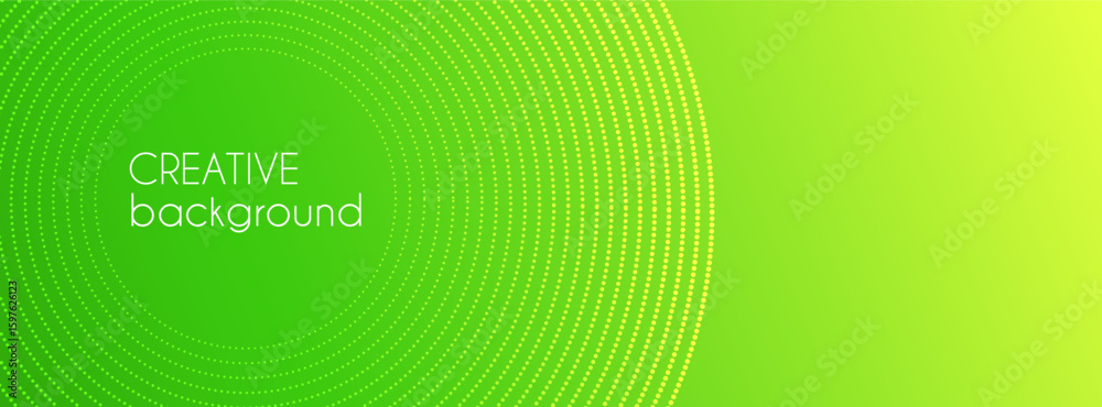 Sticker green gradient dotted circles abstract banner template. vector minimal background for presentations,