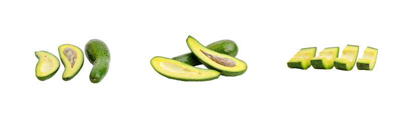 fresh avocado slices on transparent background.