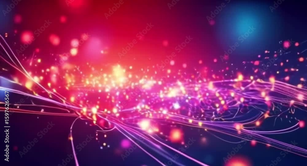 Poster Abstract light streaks and bokeh particles create a dynamic background