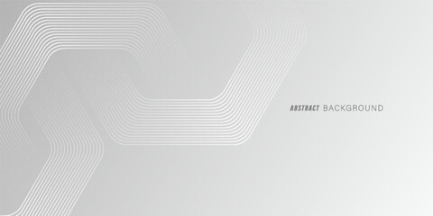 Obraz premium Abstract hexagon lines on gray background. Geometric stripe line art design modern.