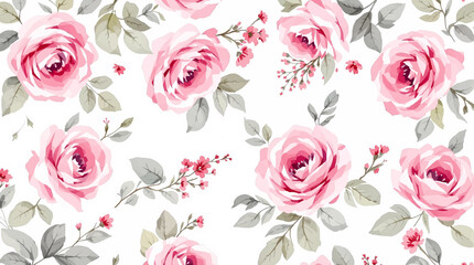 Pink roses background Watercolor