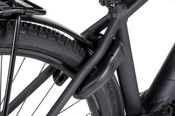 Obraz premium Studio shot of an installed locking device on a bicycle